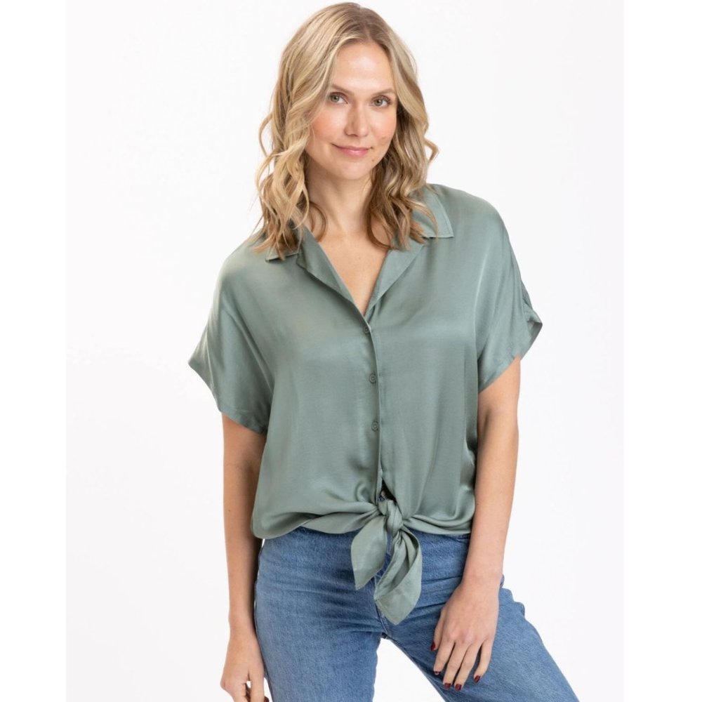 Threads 4 Thought | Green Short Sleeve Button Down
